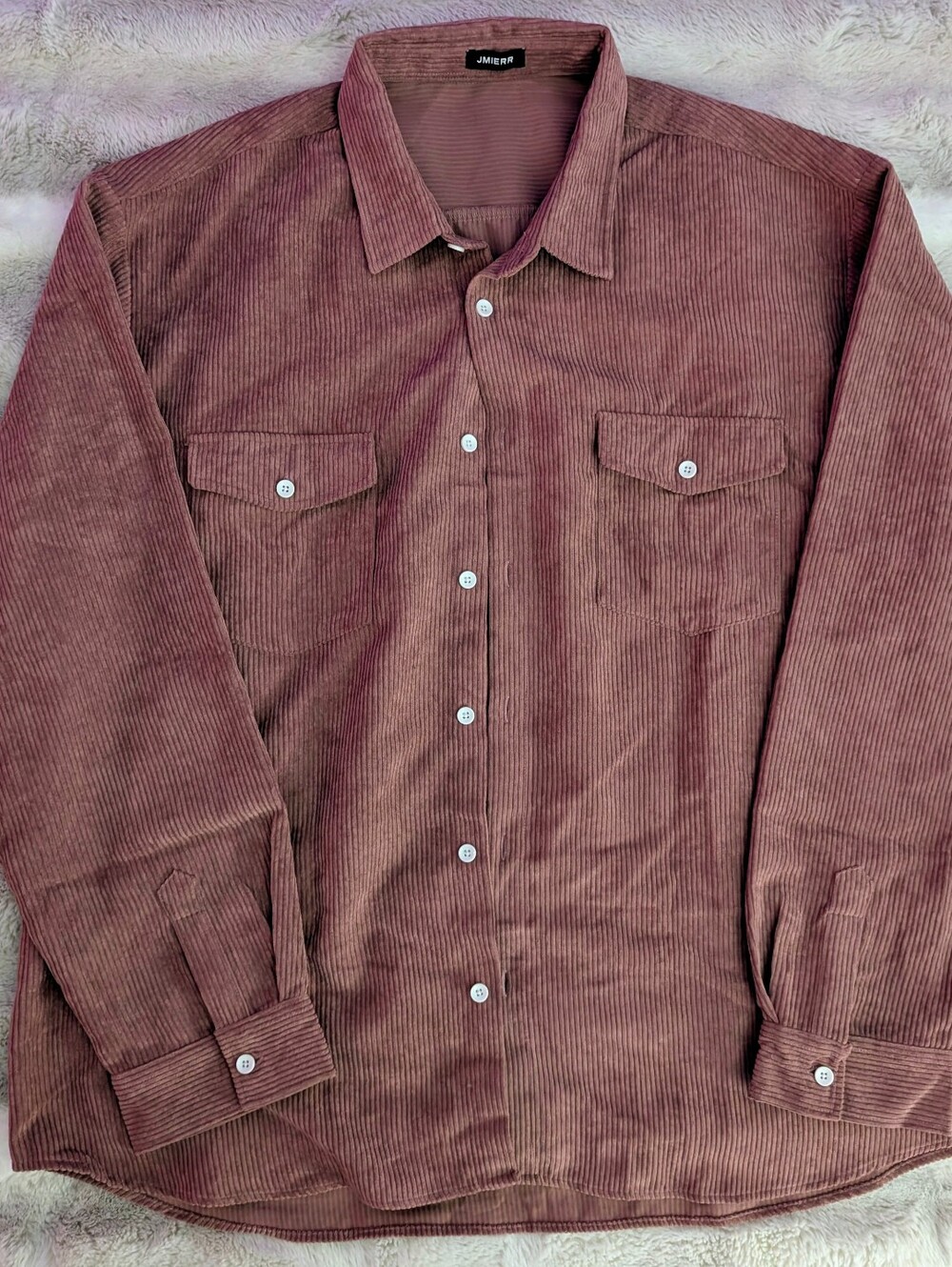 JMIERR Men's Mauve Corduroy Button-Down Shirt – Size 3XL